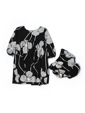 Girl Kit + Lili Black Gray Flower Dress Fall Winter Size 12/18  Months